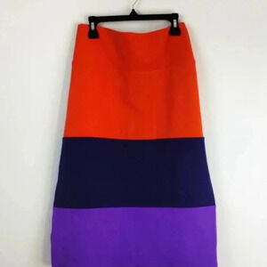 LulaRoe Women's Colorblock Fall Skirt Ladies Stretch Bottom Size 2XL